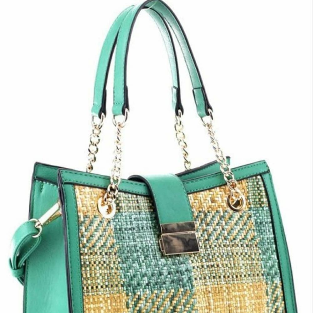 Plaid Woven Handbag